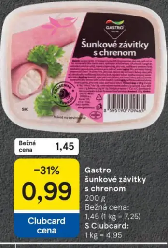 Gastro šunkové závitky s chrenom