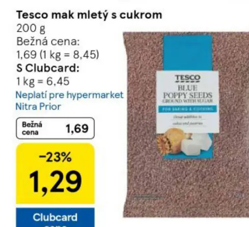 Tesco mak mletý s cukrom
