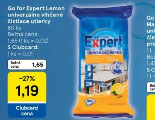 Go for Expert Lemon univerzálne vlhčené čistiace utierky