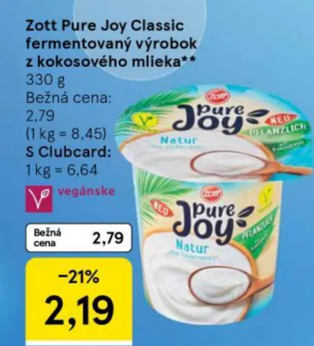 Zott Pure Joy Classic Fermentovaný výrobok z kokosového mlieka