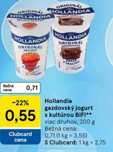 Hollandia gazdovský jogurt s kultúrou Bifi