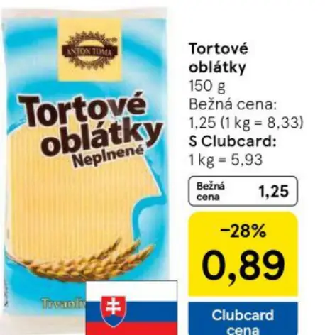 Tortové oblátky Neplnené