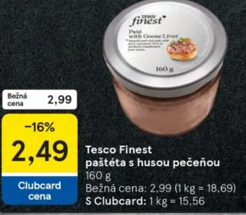 Tesco Finest paštéta s husou pečeňou