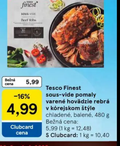 Tesco Finest sous-vide pomaly varené hovädzie rebrá v korejskom štýle