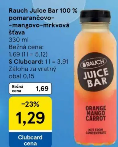 Rauch Juice Bar 100% pomarančovo-mangovo-mrkvová šťava