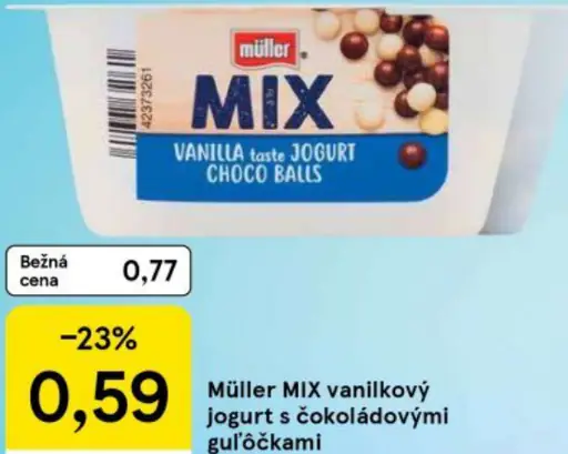 Müller MIX vanilkový jogurt s čokoládovými guľôčkami