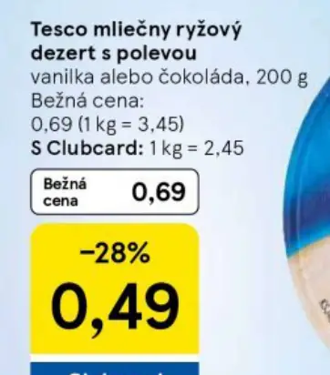 Tesco mliečny ryžový dezert s polevou