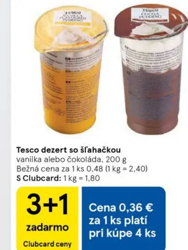 Tesco dezert s vanilkovou príchuťou so šľahačkou