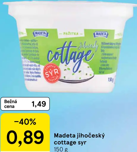 Madeta jihočeský cottage syr