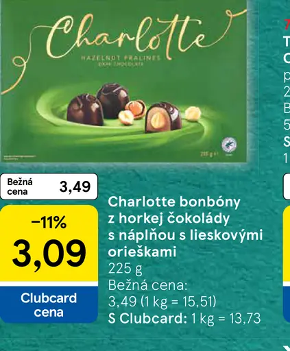 Charlotte bonbóny z horkej čokolády s náplňou s lieskovými orieškami