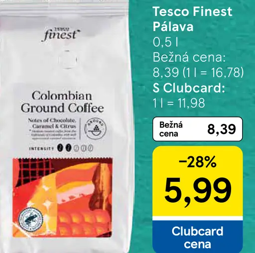 Tesco Finest Colombian pražená zrnková káva
