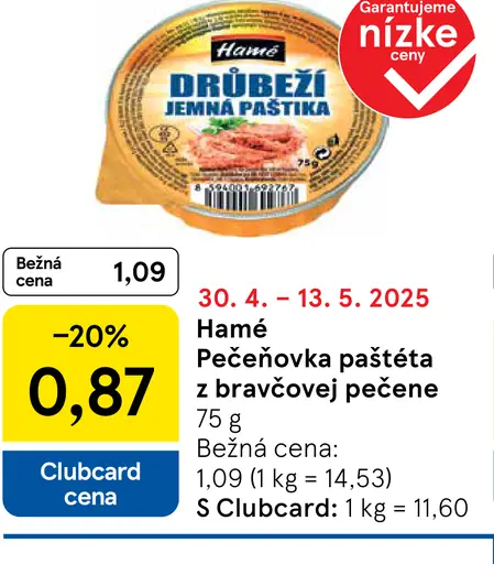 Hamé Pečeňová paštéta z bravčovej pečene