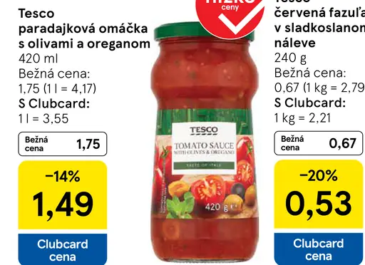 Tesco paradajková omáčka s olivami a oreganom