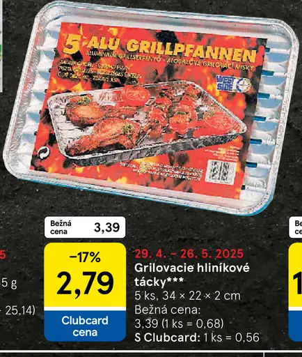 Grilovacie hliníkové tácky