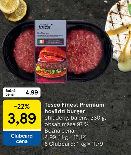Tesco Finest Premium hovädzí burger