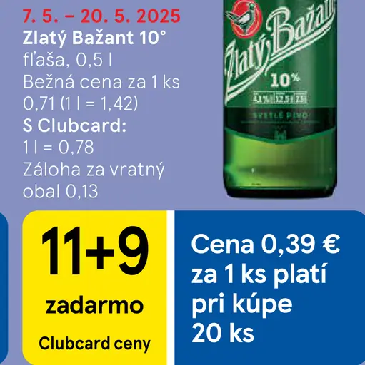 Zlatý Bažant Pivo plechovka