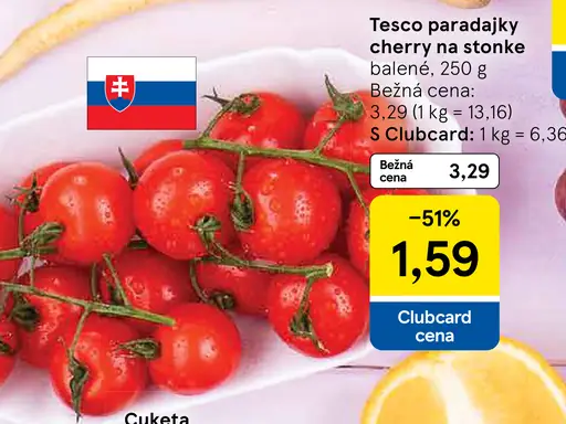 Tesco paradajky cherry na stonke