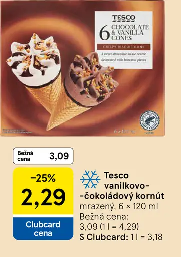 Tesco vanilkovo-čokoládový kornút