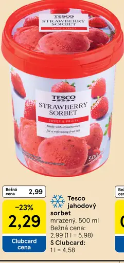 Tesco jahodový sorbet