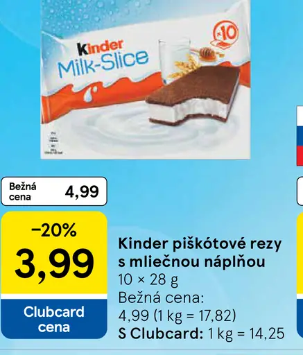 Kinder Piškótové rezy s mliečnou náplňou