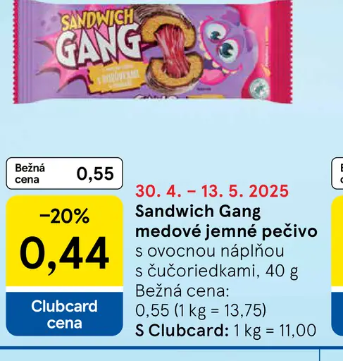 Sandwich Gang medové jemné pečivo