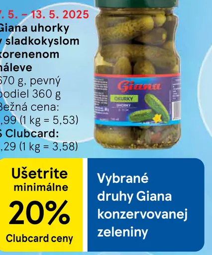Giana uhorky v sladkokyslom korenenom náleve