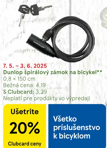 Dunlop špirálový zámok na bicykel