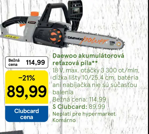 Daewoo akumulátorová reťazová píla