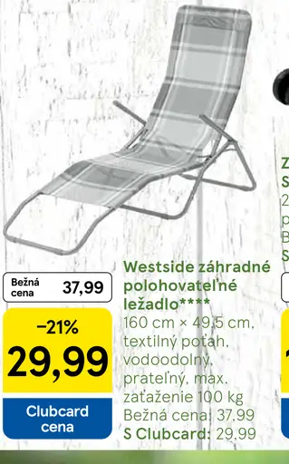 Westside záhradné polohovateľné ležadlo