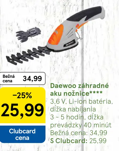 Daewoo záhradné aku nožnice