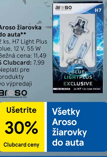 Aroso žiarovka do auta H7 Light Plus blue