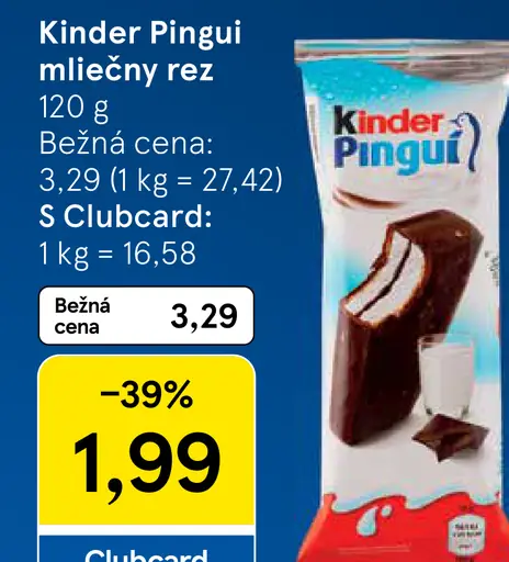 Kinder Pingui mliečny rez