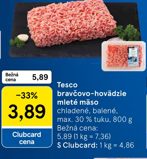 Tesco bravčovo-hovädzie mleté mäso