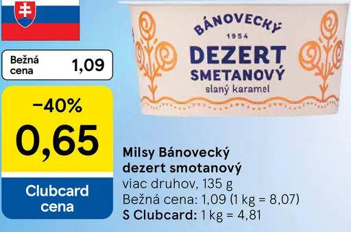 Milsy Bánovecký dezert smotanový
