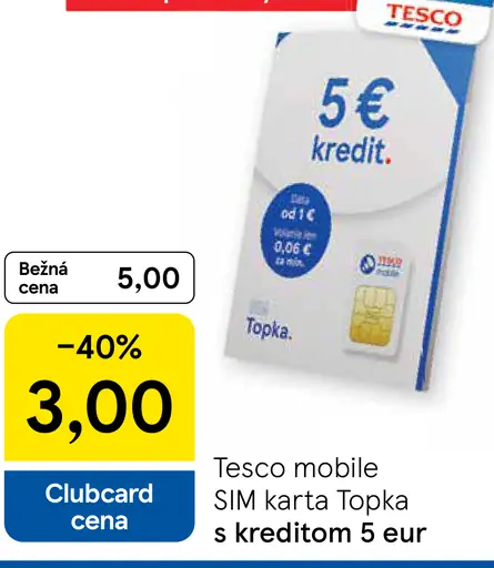 Tesco mobile SIM karta Topka