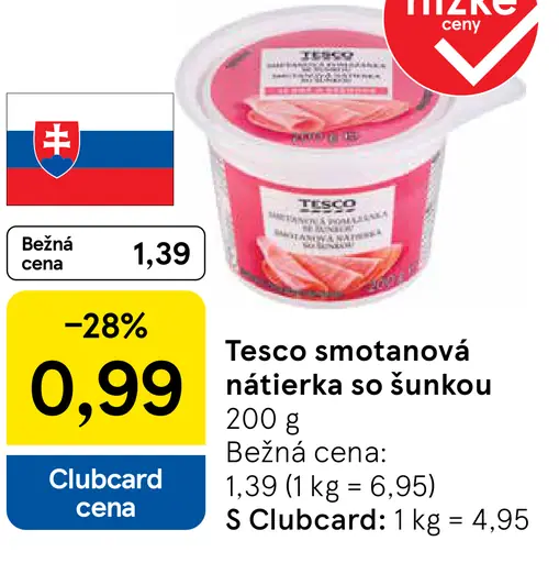 Tesco smotanová nátierka so šunkou