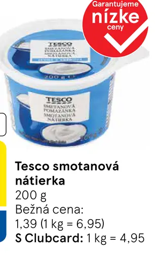 Tesco smotanová nátierka