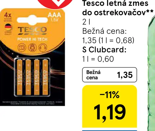 Tesco letná zmes do ostrekovačov