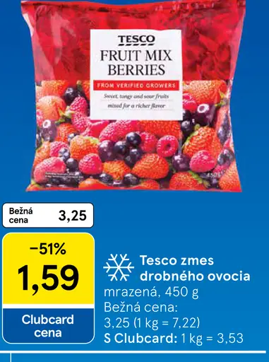 Tesco zmes drobného ovocia