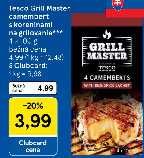 Tesco Grill Master camembert s koreninami