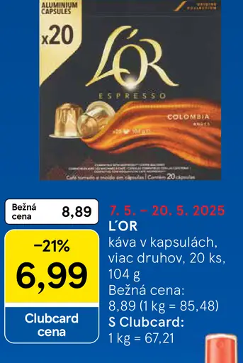 L'OR káva v kapsulách