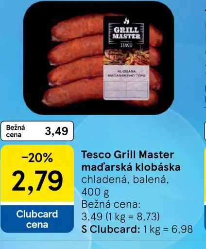 Tesco Grill Master maďarská klobása