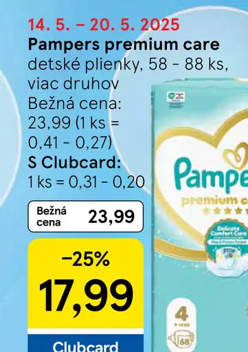 Pampers premium care detské plienky
