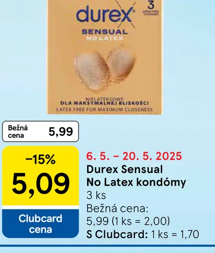 Durex SENSUAL NO LATEX kondómy