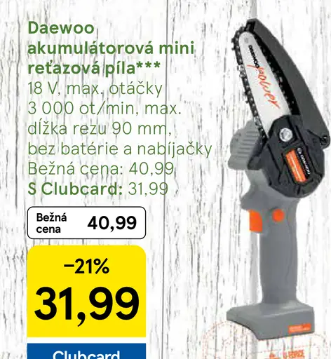 Daewoo akumulátorová mini reťazová píla