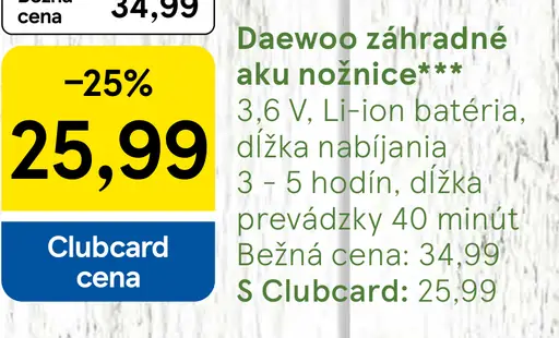Daewoo záhradné aku nožnice