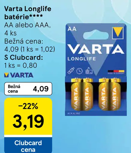 Varta Longlife batérie
