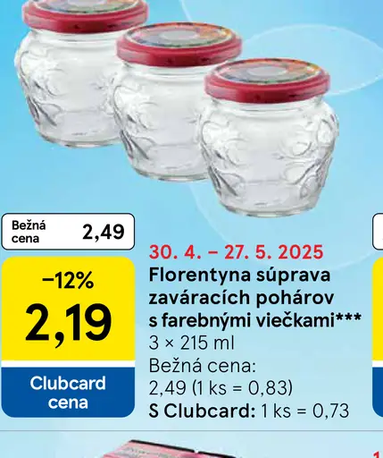 Florentyna súprava zaváracích pohárov s farebným viečkom