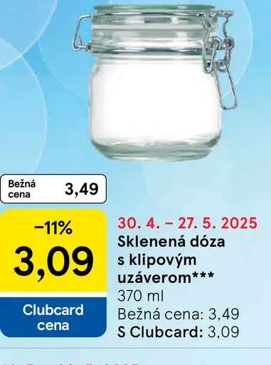 Sklenená dóza s klipovým uzáverom
