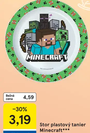 Stor plastový tanier Minecraft